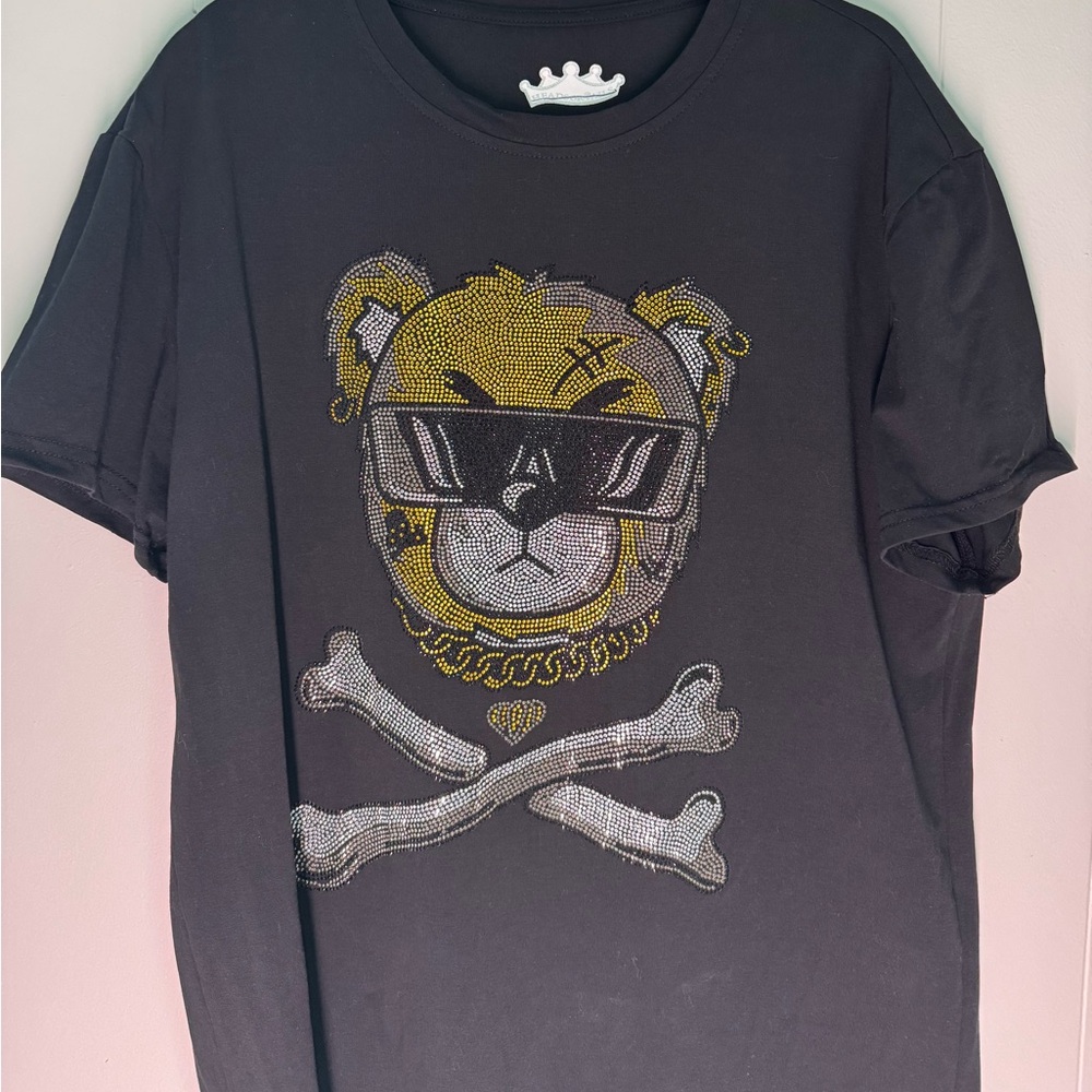 Heads Or Tails Rhinestone Teddy Bear Graphic Tee
